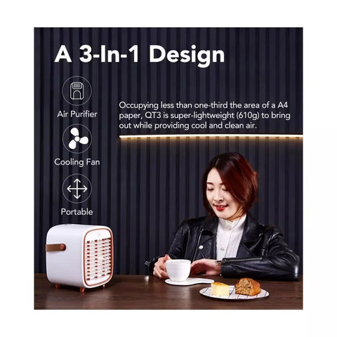 (Bundle Deal) SmartAir QT3 Portable Air Purifier - Travel - White + 4 Replacement HEPA Filters