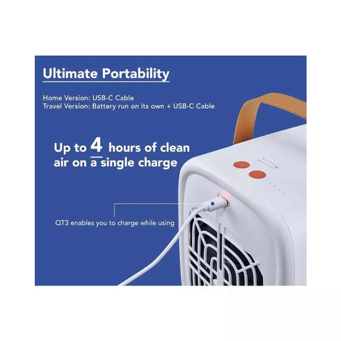 (Bundle Deal) SmartAir QT3 Portable Air Purifier - Travel - White + 4 Replacement HEPA Filters