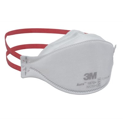 1870+ N95 3M Aura Disposable Mask, Box of 20, Red Elastic